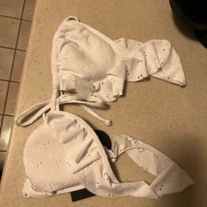 White Eyelet Bikini Top